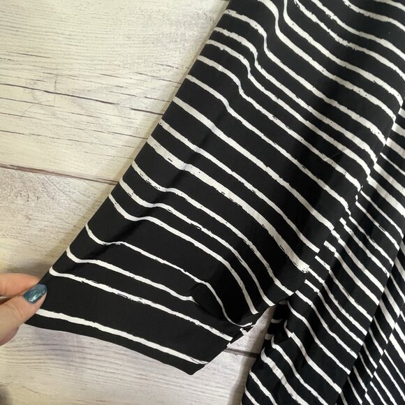 Catherine’s Anywhere Tunic Size 3X Black White Striped Lagenlook Minimalist - Picture 6 of 13